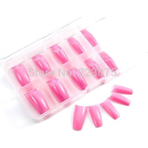 New 100PCS New pink French Acrylic Fake False Nail Art Tips UV GEL/ACRYLIC FOR PARTY WEDDING MAKEUP +BOX