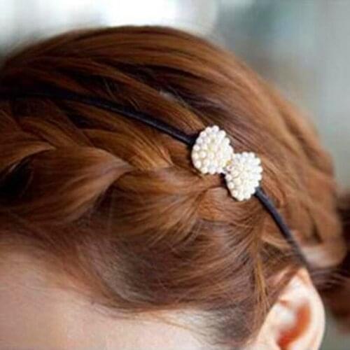 Wholesale 2021 new fashion Korea Pearl Bow Hair bands jewelry gift accessories for women