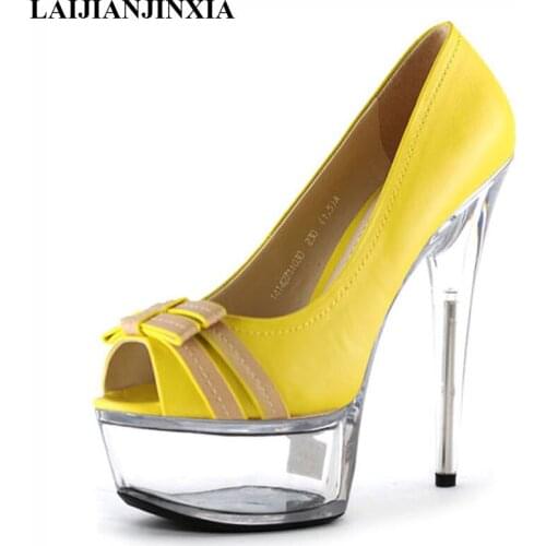 LAIJIANJINXIA Sexy Open Toe Women 15cm High Heels Pole Dancing Pumps Platform Pumps Wedding Party Dress Dance Shoes