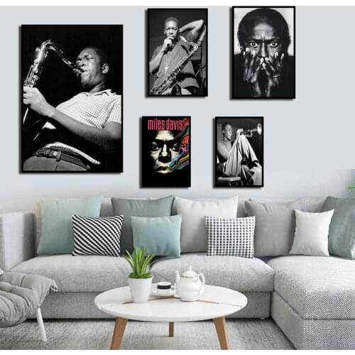 HD Print Jazz Music Star Miles Davis Poster Wall Art Canvas Painting Living Room Bedroom Home Decor