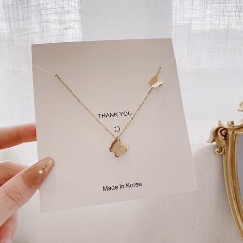 Simple Elegant Butterfly Pendant Necklace For Women Titanium Steel Jewelry Accessories Girl Lady Gift