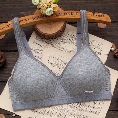 Simple Gather Bras For Women Students Adjustable Breathable Cotton Bra Underwear Pure Color No Steel Ring Developmental Bralette