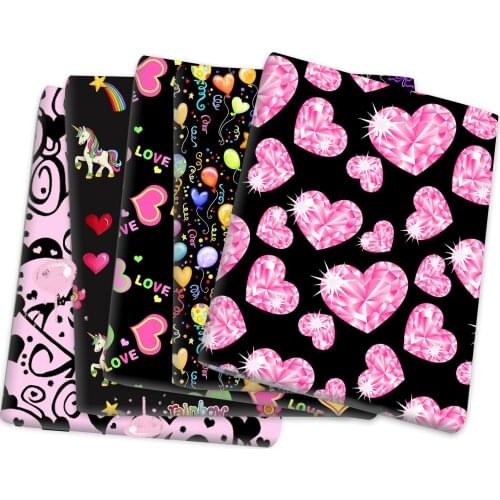 Heartbeat LOVE Valentines Day Polyester Cotton Sewing Quilting Fabrics Needlework Material DIY Handmade Cloth,1Yc14412