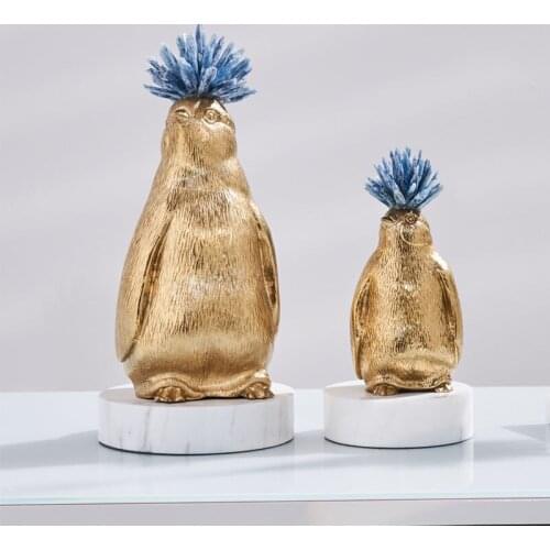 Modern Luxury Living Room Copper Penguin Nature Crystal Handicrafts Home Decoration