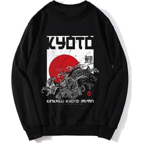 Kyoto Koi Fish Japan Flag Anime Hoodie Men Fleece Sweatshirt Unisex Hoodie Spring Autumn Sweater Streetwear
