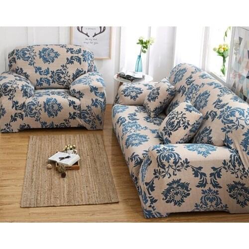Universal Blue flowers Full cover elastic sofa cover combination of princess sofa cushion sand hair towel 1/2/3/4 Seats