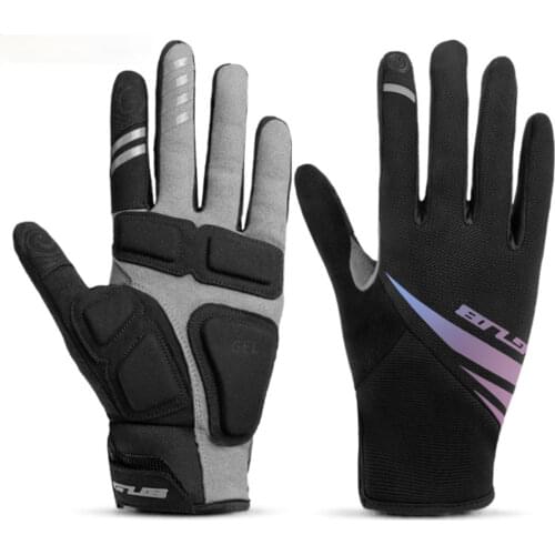 2125 Spring, Autumn and Winter Unisex Long Finger Cycling Gloves Full Finger Gloves Touch Screen Plus Fleece Gloves