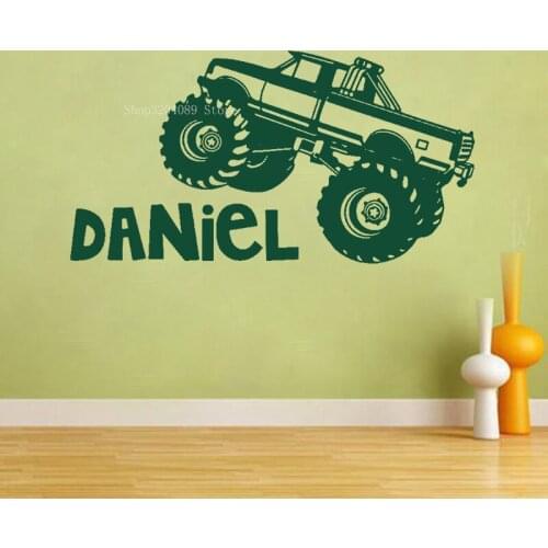 Custom Name Truck Car Wall Sticker Vinyl Boy Room Playroom Personalized Name Car Vehicle Decor Bedroom Murals CN399