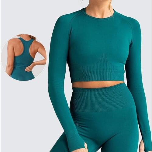 2/3PCS Womens Tracksuit Female Clothing Gym Leggings Sets Sport Suit Outfit For Woman Fitness Bra Crop Top Long Sleeve Yoga Set