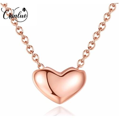 WANLUO Fashion Rose Gold Color Love Heart Shape 925 Sterling Silver Pearl Pendant Necklace for Women Elegant Ladies Jewelry Gift
