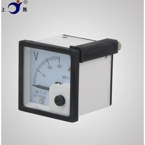 1Pcs 99T1 AC 50V 100V 150V 300V 450V 500V Fine Tuning Dial Panel Analog Voltage Meter Voltmeter White Black 48*48mm