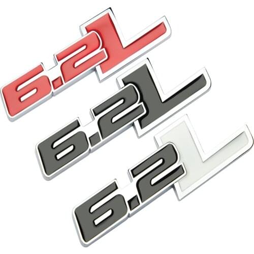 1X 3D Metal 6.2 L Car Stickers Emblem Auto Trunk Badge Decals For Ford F150 6.2L Chevrolet C7 Camaro Car Styling Car Accessories