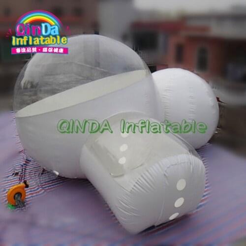 2 tunnel rooms inflatable clear bubble tent with bathroom,inflatable hotel bubble tent for sale