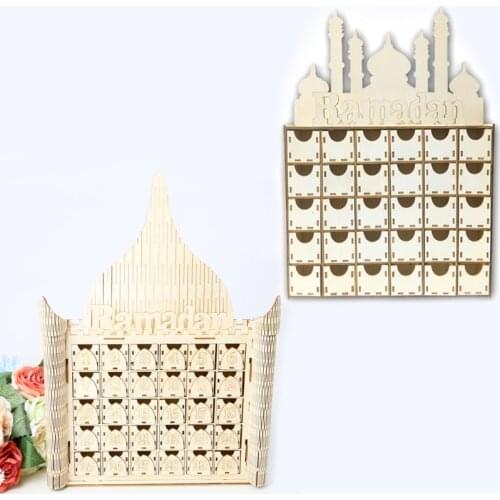 2021 New Wood Eid Mubarak Ramadan Advent Calendar Countdown Drawer Muslim Islamic Castle
