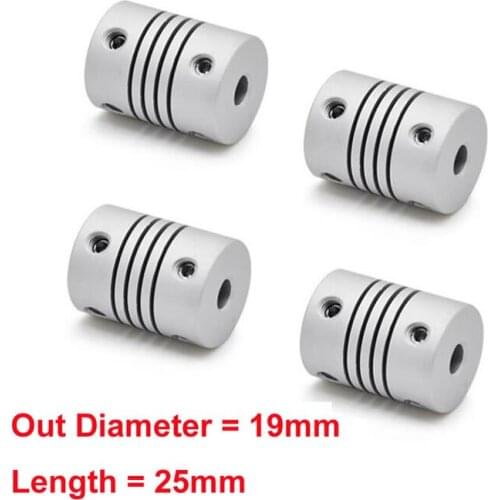 4pcs 8x8mm Aluminum CNC Motor Jaw Shaft Coupler Flexible Coupling OD 19mm Length 25mm For DIY CNC Frame Machine 3020 3040 6040