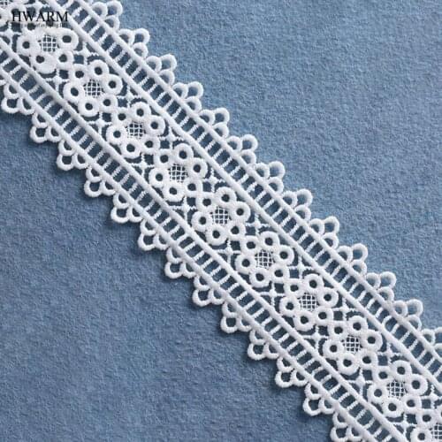 5yard 5.8cm embroidery white lace fabric trim ribbon water-soluble hollow weddding decoration for home laces garment accessories