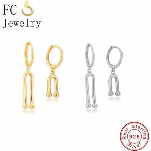 925 Sterling Silver Geometric U Shape Green Zircon Irregular Piercing Hoop Earring For Women Boucle D'oreilles Pendientes 2021