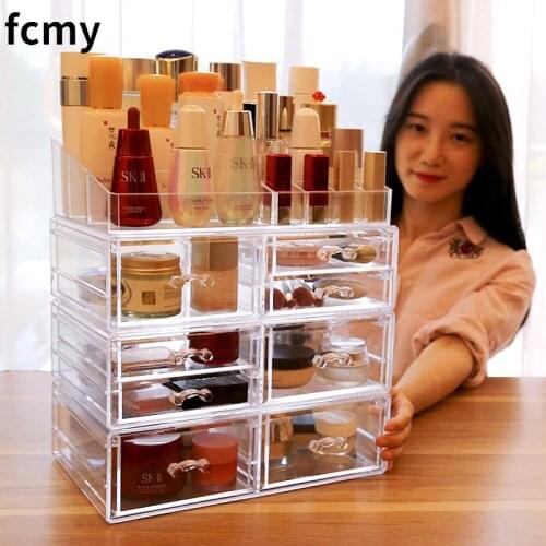 2021 Acrylic Multifunction Stationery Organizer Clear Jewelry Storage Box Cosmetic Dust-proof Storage Box Art Supplies Organizer