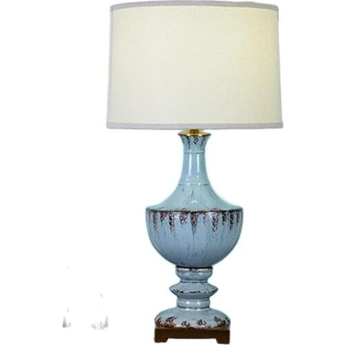 American Style Blue Retro Fashion Ceramic Table Lamp For BedRoom Bedside Living Room Foyer Study Desk Reading Night Light LD156