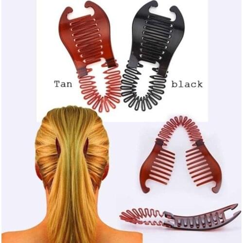 Interlocking Combs Hairclip French Side Combs Holder Vintage Style Bendable Plastic Updo Hair Clip Elastics Ties Hairdo Comb