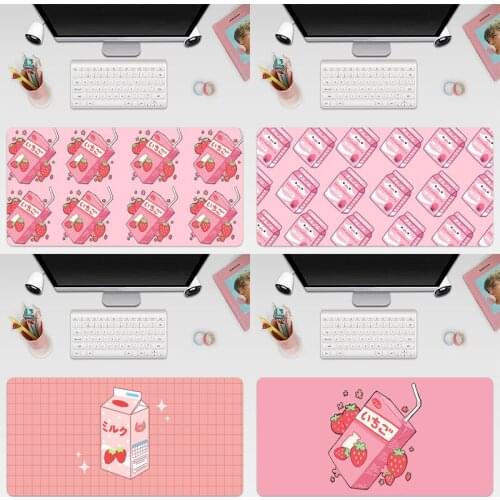 Pink Strawberry Milk Large Keyboard Cover Non-Slip Rubber Base Computer Carpet Desk Mat PC Game Mouse Pad