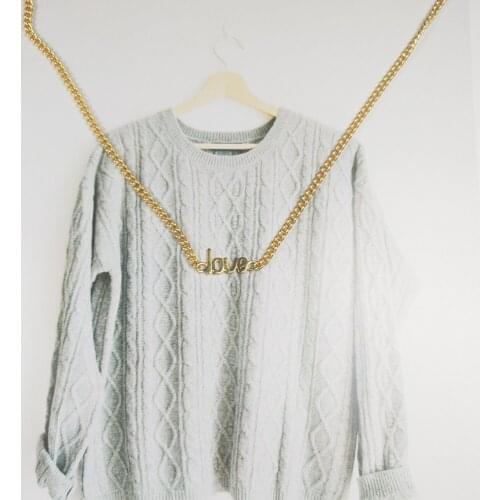 925 Sterling Silver Gold Curb Chain Necklace Women LOVE Initial Charm Short Cuban Necklace Choker Golden Jewelry for Lovers