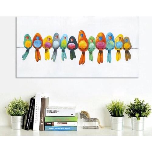 Artistic Colour Animal Birds on Wire Landscape Oil Painting on Canvas Posters and Print Wall Art Picture For Living Room Cuadros