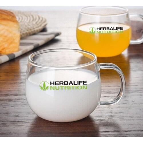 Ins 400ml Herbalife nutrition heat resistant can glass water cup creative ice coffee coke cup milk juice cup square mouth cup