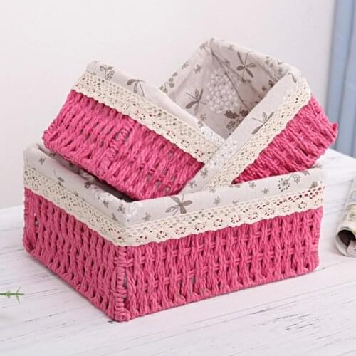 Storage Basket Eco-friendly Wear Resistant Fabric Anti-deform Rattan Organizer Basket for Home Storage Basket Organizer Basket