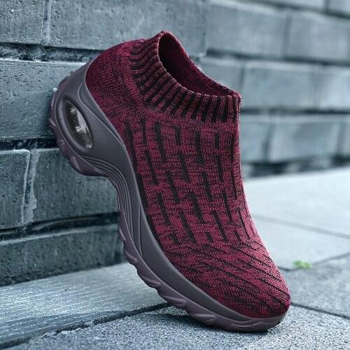 PUPUDA Women Sneakers Breathable Chunky Shoes Women Summer Sport Walking Shoes Slip On Comfy Platform Running Sneakers Women