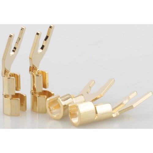 Audio SY006G Gold Plated Pure Copper Speaker Cable Spade Terminal Connector Plug Copper Gold Plated Speaker Wire Cable Y Spade