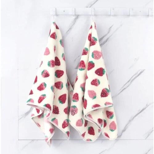 Cute Strawberry Print Soft Towel Set Microfiber Absorbent Bath Towels Quick Dry Face Hair Towel Designer Bathroom Furniture Sets