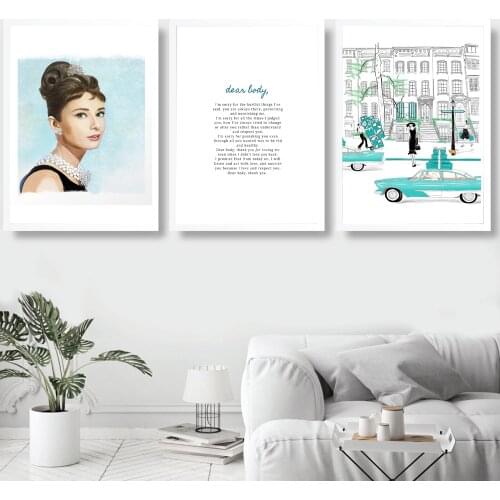 Fashion Hepburn Famous Quotes Canvas Oil Painting Poster Living Room Wall Painting Lady Mural Artist Home Decoration Painting