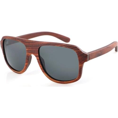 Dropshipping Polarized Vintage Retro Designer Fashion Eco Pilot Men Red Sandal Wood Veneer Sunglasses