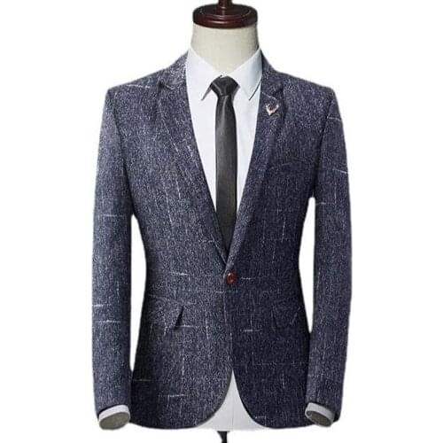 Mens Plaid Suit Jacket 2021 Spring Autumn Korean Street Male Suit Jacket Casual Business Clothing Men Slim Blazer Masculino