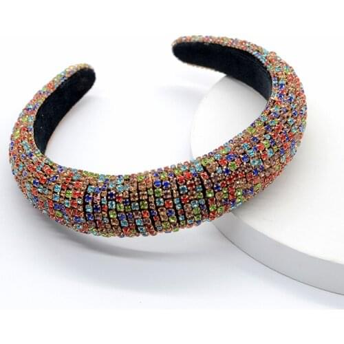 Q Girls Baroque Hair Bands For Female Ladies Luxury Shiny Padded Diamond Headband Hair Hoop Fashion Hair Accessories