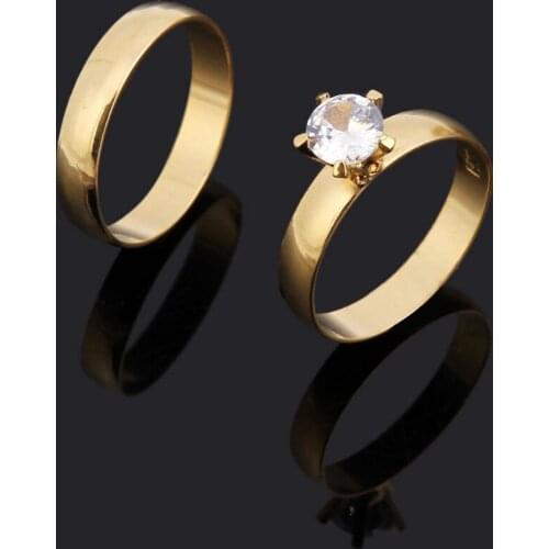Wedding Rings copper Jewelry Gold Color anillos anel bague bijoux femme Engagement couple bridal rings for women men gifts