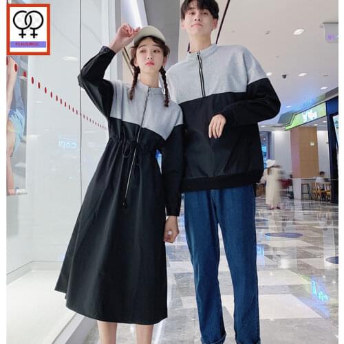 Matching couple Hoodies Sweatshirts Hot Male Female Lovers Clothes Holiday Valentines Date Casual Zipper Hoodie Dress 2101