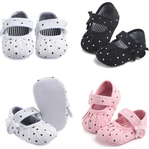 Newborn Baby Girls Canvas Crib Shoes Soft Sole Pram Prewalker Anti-slip Sneakers Dot Baby Casual Shoes