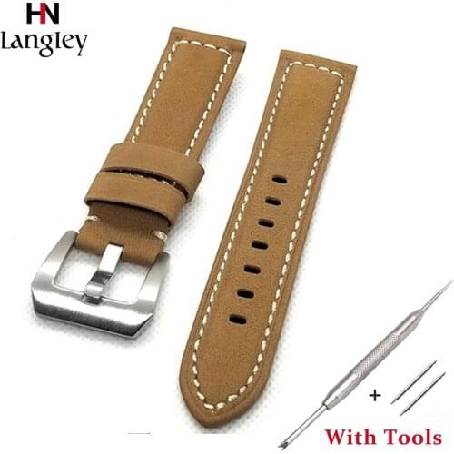 Rough leather strap Mens watch belt Crazy horse leather strap 22mm/24mm Wholesale Watches Accessories Waterproof Comfortable