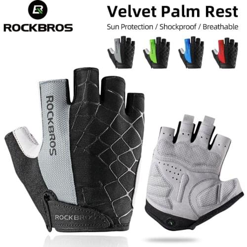ROCKBROS Cycling Gloves Half Finger Shockproof Wear Resistant Breathable MTB Road Bicycle Gloves Men Women Sports Bike Equipment