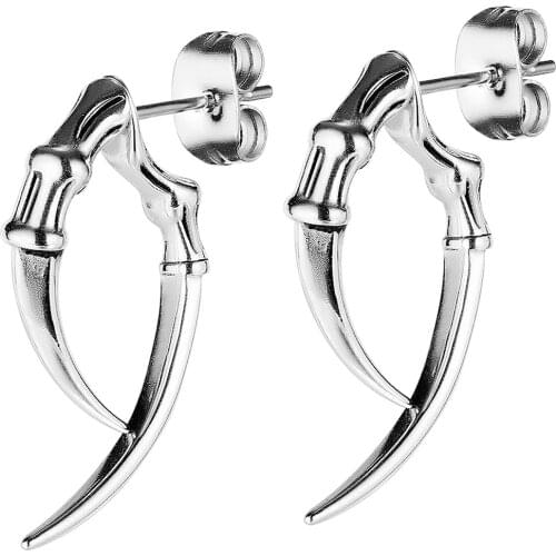 FATE LOVE Unisex Punk Women Men Stud Earring Novelty Design Silver color Stainless Steel Fashion Jewelry Gfit New Arrival 2021