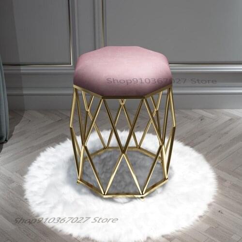 Nordic Ins Wind Chair Simple Dressing Stool Golden Birds Nest Iron Art Makeup Chair Manicure Shoe Changing Stool