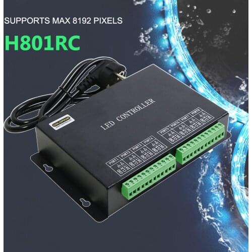 LED Pixel Controller H801RC Support 8192 Pixels Work With Computer Network or Marster Controller H803TV or H803TC 8 Ports Slave