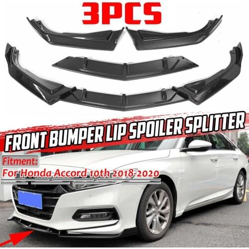 Carbon Fiber Look/Black Car Front Bumper Splitter Lip Spoiler Diffuser Lip Protection For Honda For Accord 10th 2018 2019 2020