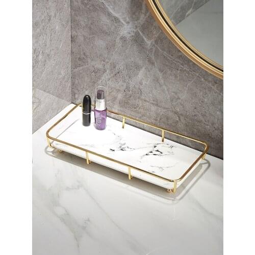 European Style Toilet Tray Bathroom Vanity Storage Rack Cosmetic Box Rack High-end Vanity Desktop Marble Tray Home Decoration