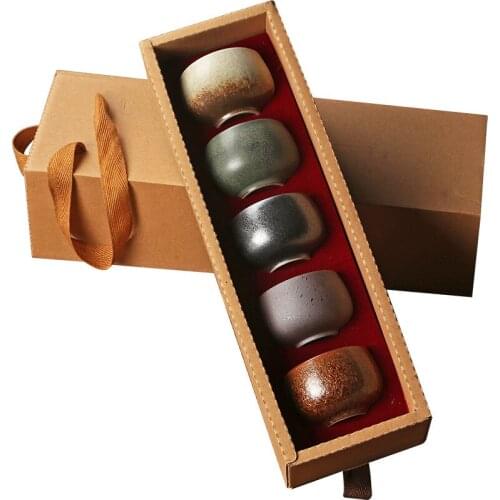 Japanese Style Vintage Ceramic Teacup Office Small Tea Bowls Pottery Kung Fu Water Mug Drinkware Home Tea Cups with Gift Box