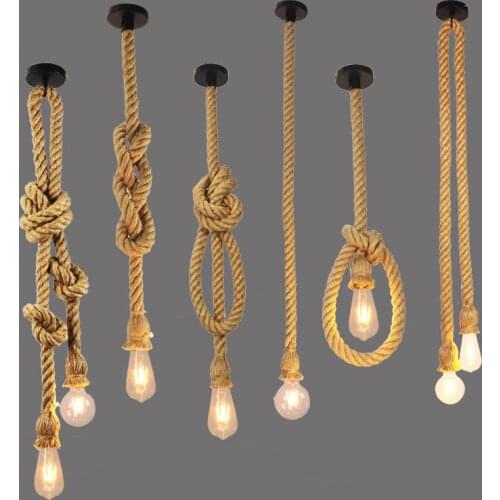 Retro Vintage Rope Pendant Light Lamp Loft Creative Personality Industrial Lamp Edison 40w Bulb American Style For Living Room