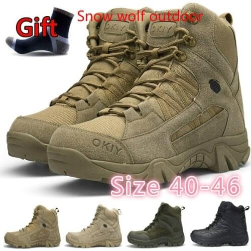 2019 Military Tactical Boots Waterproof Breathable Leather Trekking Hiking Boots Male Ankle shoes Mountain Climbing