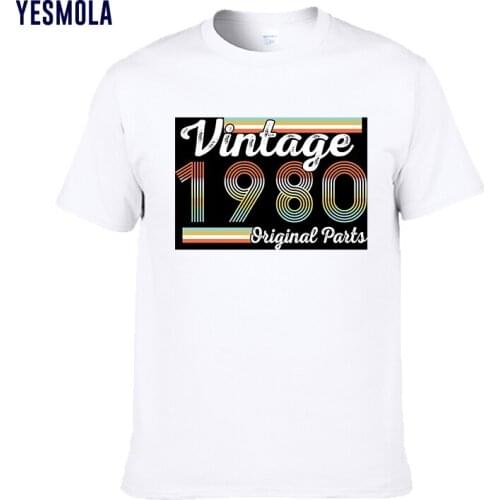 YESMOLA Vintage 1980 T Shirt Mens T-shirt Casual Tee Cotton Tshirt Summer Tops Tees Male O-neck Casual Short Sleeve